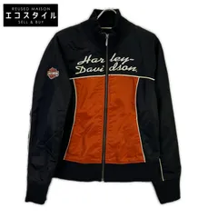 HARLEY-DAVIDSON　ハーレーダビッドソン　ブラック×オレンジ ナイロン ライダースジャケット　Mのサムネイル