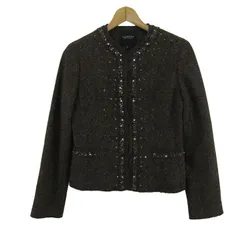 ランバン ノーカラージャケット スパンコール ウール混 アウター レディース 36サイズ ブラウン LANVIN 【中古】のサムネイル