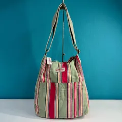 WB245 Cath Kidston キャスキッドソン メッセンジャーバック キャンバス グリーン ストライプ柄 レディース 鞄のサムネイル