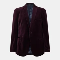 テッドベーカー メンズ アウター ジャケット・ブルゾン ベルベット ジャケット Ted Baker Ted Velvet Jacket Sn99 Burgundy バーガンディのサムネイル