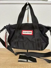 ハンター HUNTER ミニボストンバッグ 2WAY ナイロン ショルダー ブラック タグ付き 未使用 ロゴ ラバーパッチのサムネイル