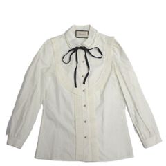 GUCCI シルク パールボタンリボン付ブラウス - メルカリ
