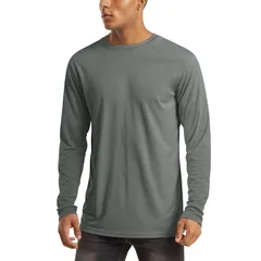 【新品】 [MAGCOMSEN] 速乾tシャツ メンズ 薄手 長袖 ストレッチ ラッシュガード 無地 Ｔシャツ 軽量 スポーツウェア UVカット 水着 ゆったり 上着 接触冷感 秋用 ダークグレー L