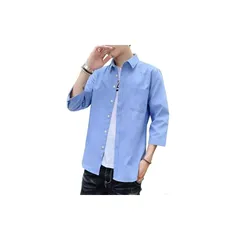 【新品】 [FUZHIHUA] シャツ メンズ オックスフォード スリムフィット 吸汗速乾 形態安定 抗菌防臭 綿混 薄手 半袖 七分袖 無地 ビジカジ 大きいサイズ 春 夏 0