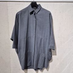 新品タグ付き m_mefu 芽風 アシンメトリーストライプシャツ Lサイズ 