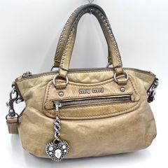 miu miu 2WAYハンドバッグ メタリックゴールド本物！お洒落レアバッグ