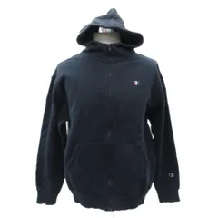 チャンピオン CHAMPION パーカー ジャケット ミドル丈 裏起毛 ロゴ刺繍 XL 紺 ネイビー /SM19 ■GY59
