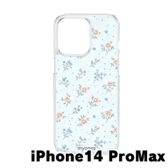 【新品未使用】iPhone14 Pro Max  クリア ハードケース (バラ花柄)花柄 薔薇 バラ 青 小花 ボタニカル レトロ ガーリー 大人可愛い cl-cat14-ip14promax-492