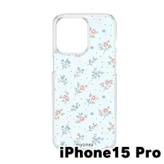 【新品未使用】iPhone15 pro クリア ハードケース (バラ花柄)花柄 薔薇 バラ 青 小花 ボタニカル レトロ ガーリー 大人可愛い cl-cat14-ip15pro-492