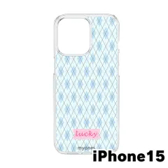 【新品未使用】iPhone15 クリア ハードケース (ブルーチェック柄) チェック柄 サックスブルー アーガイル ガーリー 大人可愛い 韓国風 cl-cat14-ip15-494