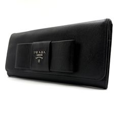PRADA サフィアーノ 黒 ブラック プラダ財布 リボン - メルカリ