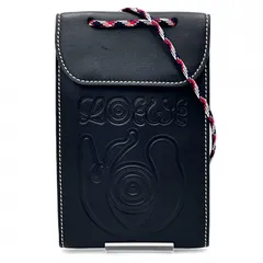LOEWE（ロエベ）アナグラム エンボス ネックポーチ ショルダーバッグ スマホポーチ ブラック レザー ロープストラップ メンズ レディース【中古】