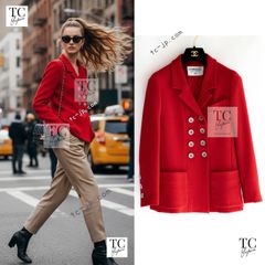 CHANEL - シャネル ジャケット CHANEL ピンク コーラル オレンジ イエロー ツイード キャンディー カール・ラガーフェルド作品  超美品 38 シャネル ジャケット CHANEL ピンク コーラル オレンジ イエロー