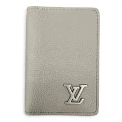 LOUIS VUITTON 展示品級 ルイヴィトン オーガナイザー ドゥポッシュ アエログラム カードケース M82277 レザー RFID確認済 グレー パスケース スタンプ付 LV ヴィトン 美品 SAランク 中古 鑑定済 ヴィトン財布