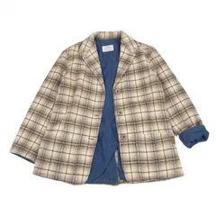 アルマーニジーンズARMANI JEANS 裏デニム起毛ウールチェックジャケット クリーム42のサムネイル
