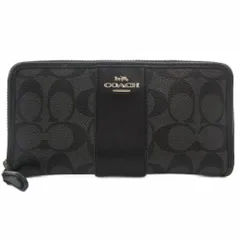 コーチ COACH 長財布 ウォレット 黒 ブラック モノグラム柄 ジップアラウンド ロゴプレート /IL ■GY99