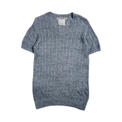 リネン100% KATHARINE HAMNETT LONDON キャサリンハムネットロンドン Vネック 半袖 サマー ニット セーター M /ブルー系 メンズのサムネイル