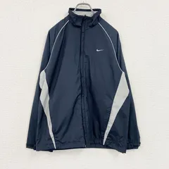 NIKE　ナイキ　フルジップジャケット　ラグランスリーブ　スウッシュ　刺繍ロゴ　比翼仕立て　紺　ネイビー　Mサイズ　古着【値引き交渉OK！】