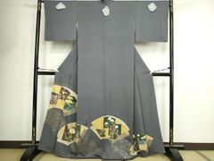 平和屋着物○男性 紬 アンサンブル 媚茶色 正絹 逸品 AABG5876ck
