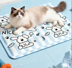 펫 쿨 매트, 강아지 및 고양이 여름 쿨 매트, 쿨링 젤 매트, 열사병 방지, 세탁 가능한 애완동물 용품, 사람이 사용할 수 있는 냉각 시트, 다용도, 소형, 중형, 대형견과 호환 가능, 북극곰 패턴, 40 x 50cm