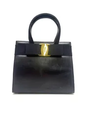 Salvatore Ferragamo サルヴァトーレ　フェラガモ　ネイビー　ヴァラリボン　ゴールド金具 ハンドバッグのサムネイル