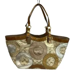 コーチ COACH トートバッグ キャンバス エナメル レザー シグネチャー パッチワーク ロゴ ポーチ付き マルチカラー F16180 /XZ ■GY13