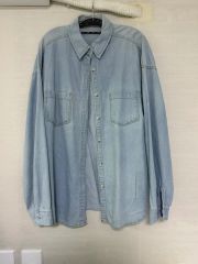 新品 タグ類無 ライトデニムオーバーサイズシャツ サックスブルー 