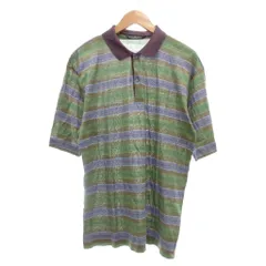 エルメネジルドゼニア Ermenegildo Zegna 美品 ポロシャツ 半袖 ボーダー柄 52 紫系 マルチカラー /UO IBO84のサムネイル