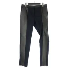 セリーヌ CELINE レザー切替 ウールテーパードパンツ スラックス 38 ネイビー/ブラック 紺/黒 21G412627 国内正規のサムネイル