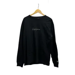 ヨウジヤマモトプールオム YOHJI YAMAMOTO POUR HOMME ×NEWERA Tシャツ 長袖 クルーネック ロゴ刺繍 コットン HV-T39-076 XXL 黒 ブラック 白 ホワイトのサムネイル