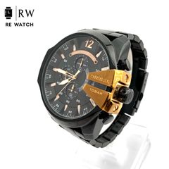 DIESEL DZ4344メガチーフ 新品電池純正ステンレスベルト 手首19cm 