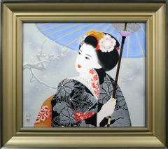 六代目歌川豊国作 手描き 日本画板画 題目 舞妓図 額装仕立て - メルカリ