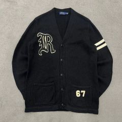 ラグビー ラルフローレン レタードカーディガン エルボーパッチ スカル