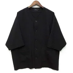 スリック SLICK リフラクス キャンバス ドルマン 七分袖 カーディガン ノーカラー シャツ ブラック 黒 1 5255797のサムネイル