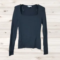 A1681 エイチアンドエム H&M ニット セーター 長袖(SS XS) 黒 ストライプ 総柄 ノーカラー