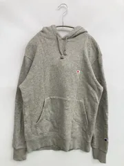 Champion チャンピオン パーカー M グレー コットン 裏起毛 無地 ワンポイント プルオーバー 長袖 メンズ