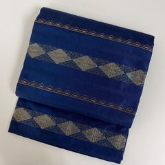 夏物 博多織 紗献上 名古屋帯 正絹 中古 本場筑前 青 【mm383】 - メルカリ