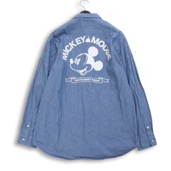 Disney ミッキーマウス バックプリント シャンブレーシャツM - メルカリ