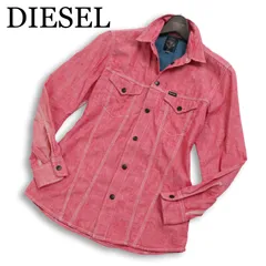 DIESEL ディーゼル 通年★ インド綿 長袖 ヴィンテージ加工 ステッチ デニム ワーク ボタンダウン シャツ Sz.XS メンズ
