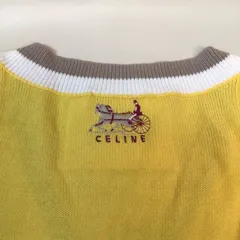 CELINE　セリーヌ　ロゴ刺繍　コットン　ベスト　ジレ　Vネック　ニット　ノースリーブ　トップスのサムネイル