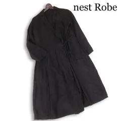 nest Robe ネストローブ 春夏 麻100%★ リネン ロング ワンピース コート 日本製 Sz.F レディース 黒のサムネイル