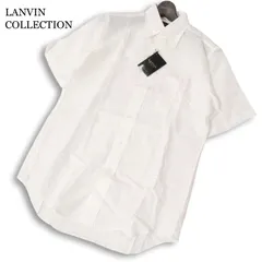 【新品】 LANVIN COLLECTION ランバン コレクション 春夏★半袖 リネン ボタンダウン ドレス シャツ 日本製 Sz.39 メンズ 白のサムネイル
