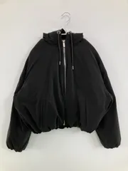 ZARA ザラ ブルゾン S ブラック 無地 ライン柄 ショート丈 ミドル丈 フードあり ジップアップ レディース