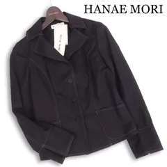 【新品 未使用】 HANAE MORI ハナエモリ 通年★ ストレッチ ステッチ ジャケット 日本製 Sz.38 レディース 黒のサムネイル