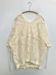 トップス M アイボリー コットン レース フリンジ ロング丈 レディース