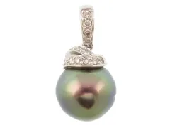 JEWELRY　ジュエリー  ペンダントトップ　 K18ホワイトゴールド　ブラックパール/ダイヤモンド0.17ct　約4.0g  レディース【中古】【207】2120500312125