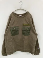 Champion チャンピオン スウェット M カーキ コットン 裏起毛 無地 ワンポイント ブランドロゴ ライン柄 長袖 メンズ レディース