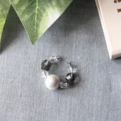 ブラックダイヤモンド コットンパール イヤーカフ シンプル 上品 華やか きれいめ【694】