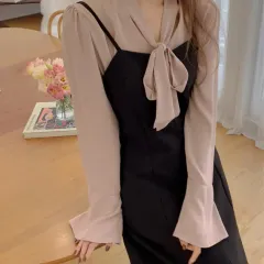ブラウス + ブラックワンピースセット