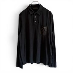 PRADA プラダ 長袖 ポロシャツ ラバーロゴ ナイロンポケット ブラック PRADA プラダ 長袖 ポロシャツ ナイロンポケット ラバーロゴ ブラック